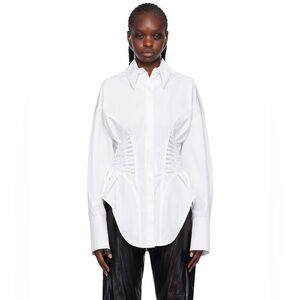Mugler white lace up cotton shirt